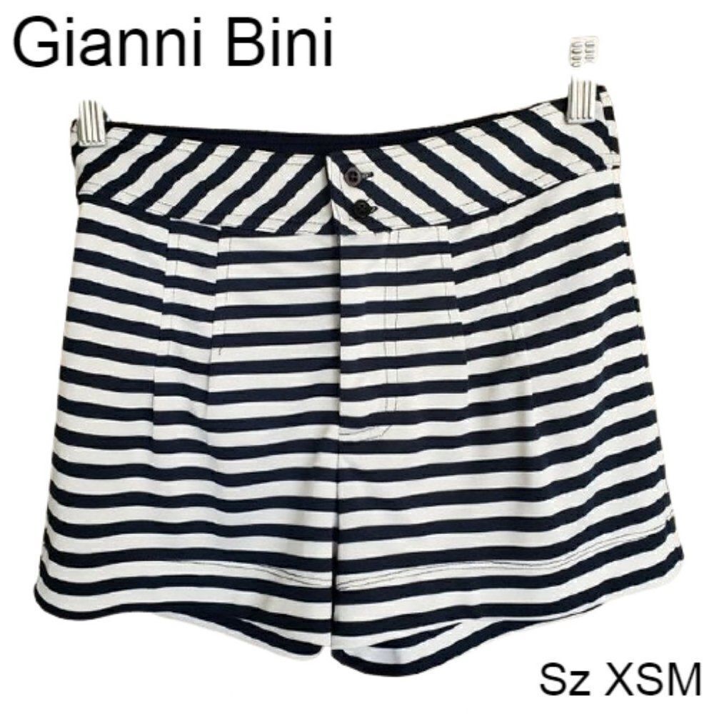 Women's Black and White Shorts Dressy Striped Stretch Shorty Shorts Size XS